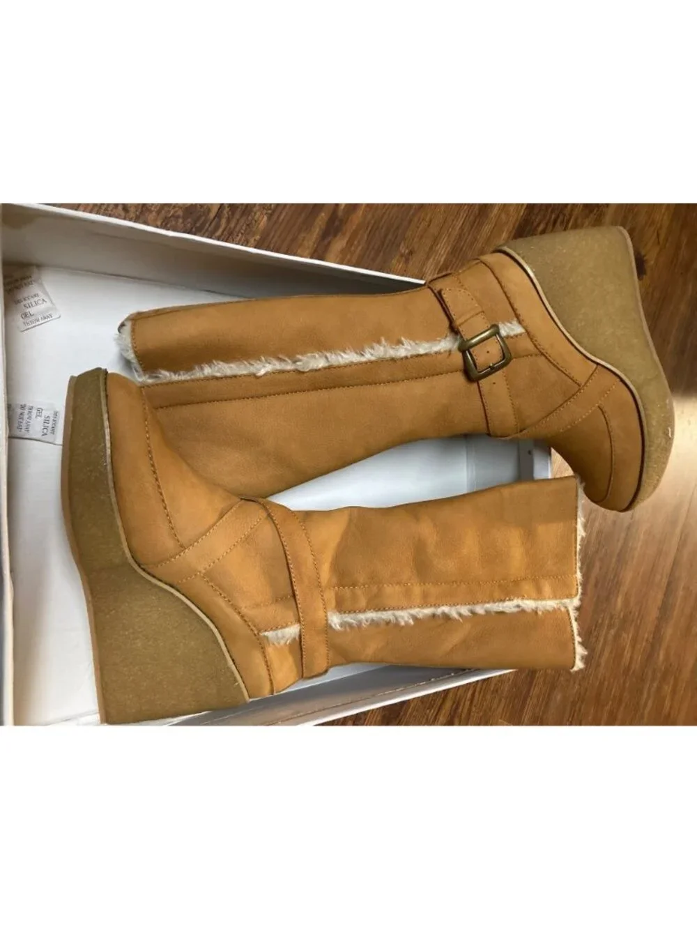 Charlotte Ronson Camel Wedge Boots Heels - Size 10 US - Brand New in Box - Picture 2 of 6
